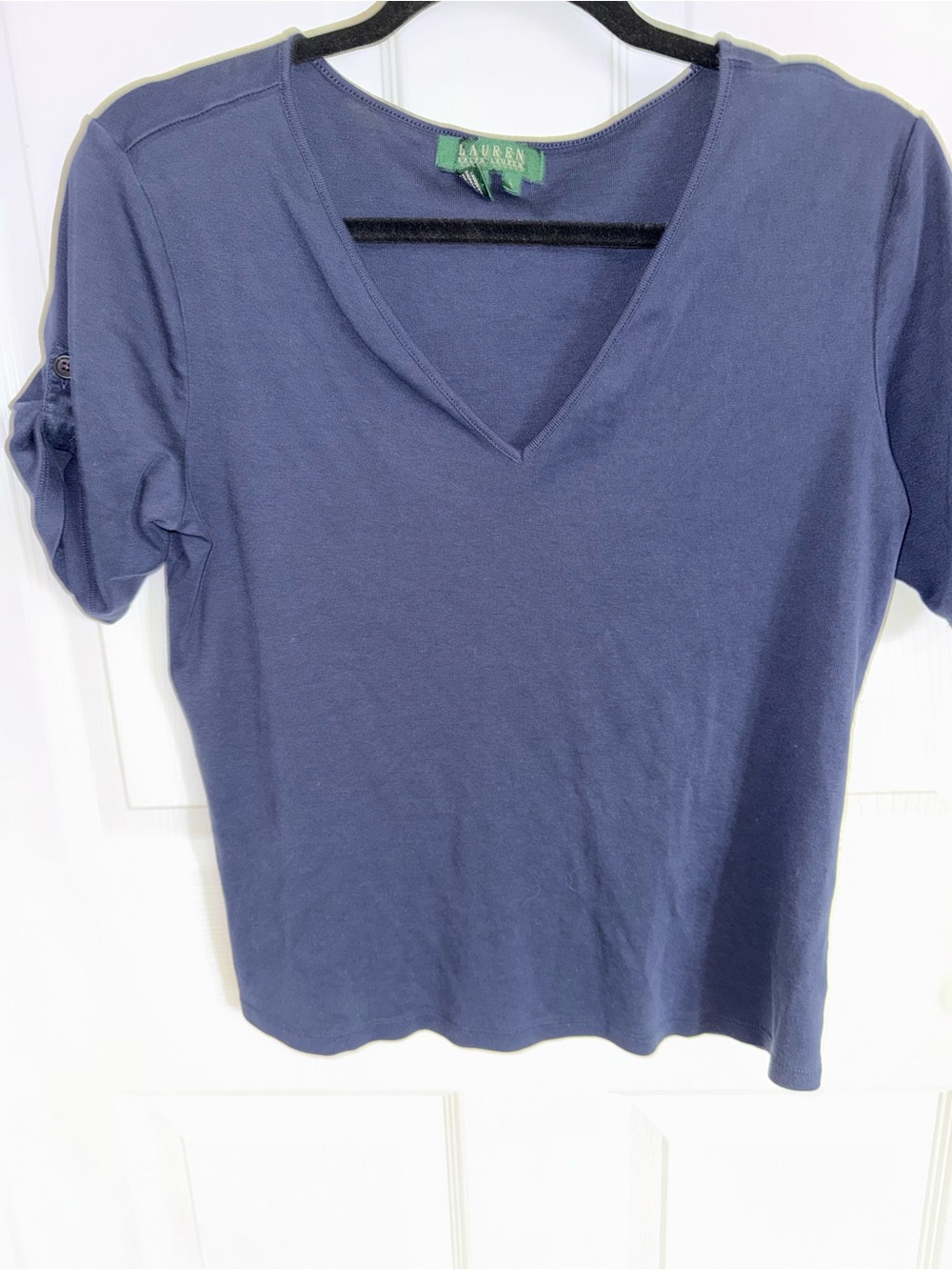Lauren Ralph Lauren Navy V-Neck Short Sleeve Top